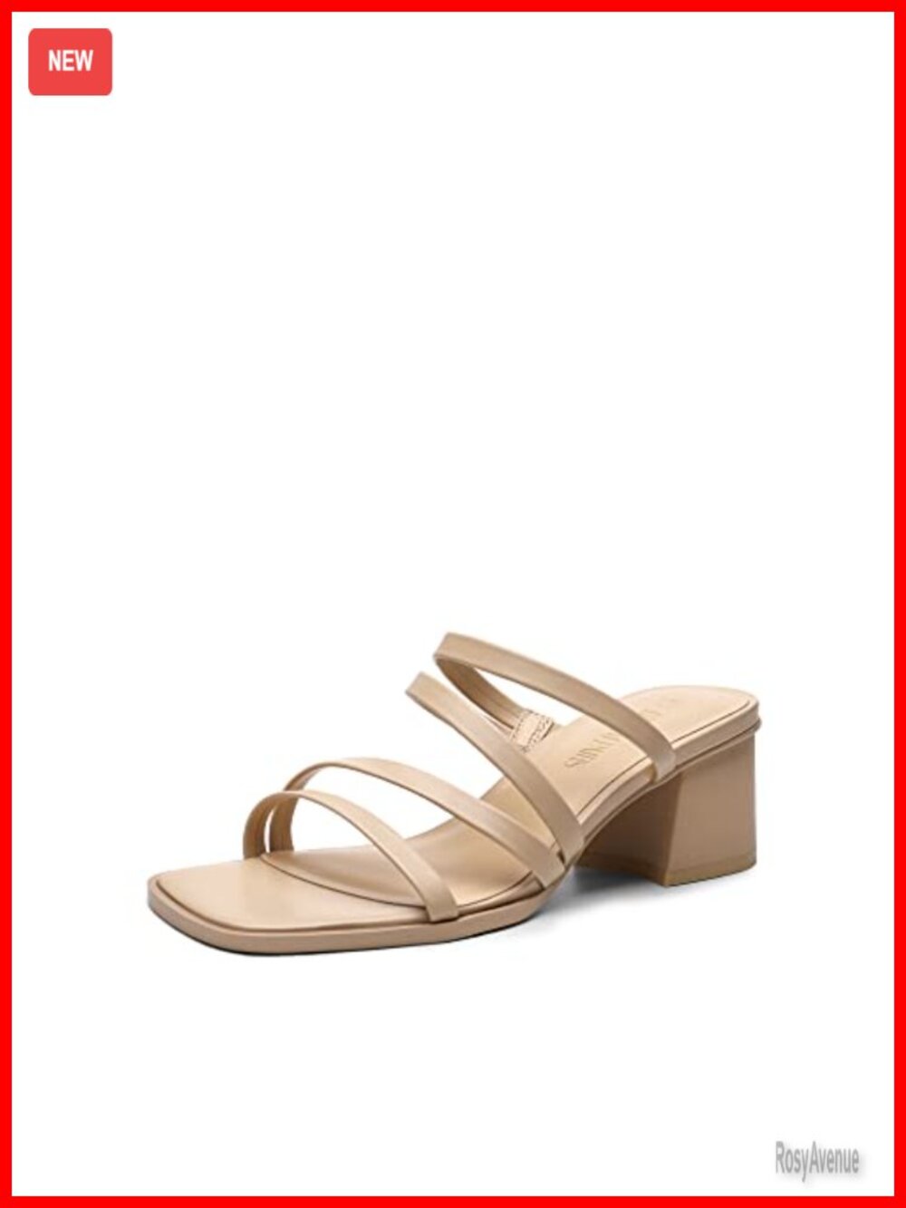 Women's Square Toe Sandals 2.2in Block Heel Asymmetric Strap Padded Insole